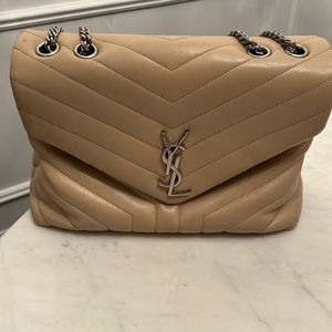 YSL loulou medium bag in light beige